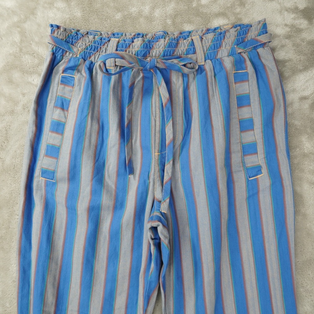 Free People Marielle Pull-On Pants Womens Small Blue Stripe Beach Ankle - Picture 3 of 11